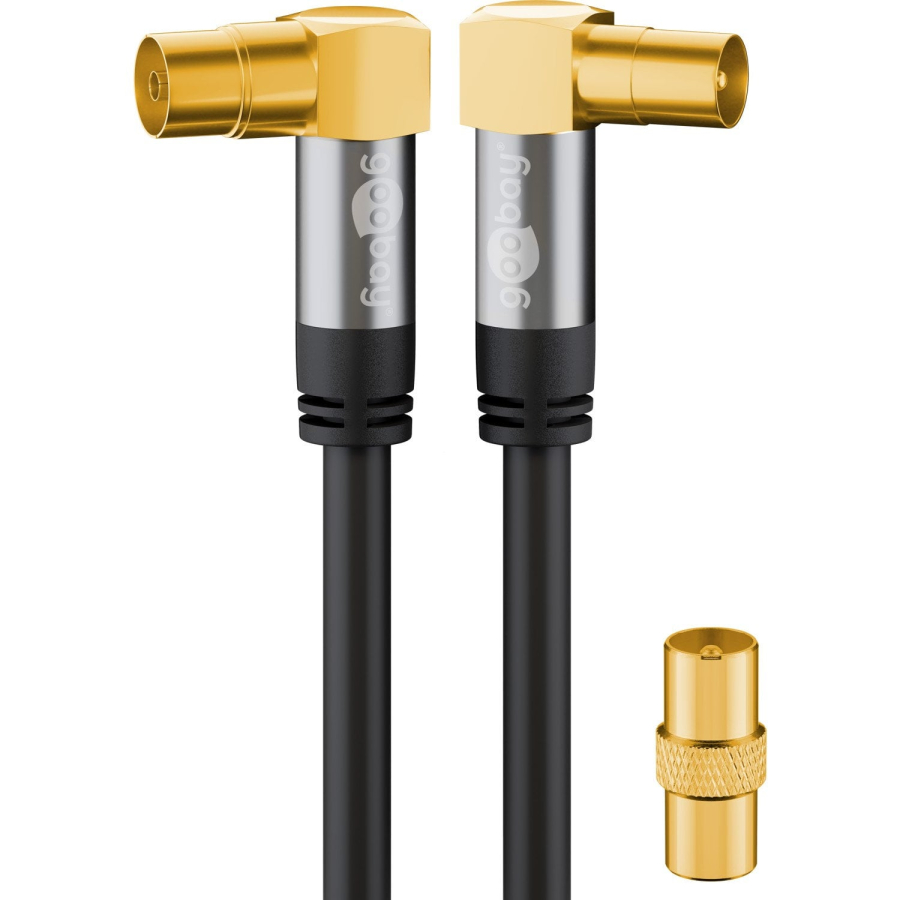 Cavo Antenna TV M/F 2 mt Angolato 90° Nero
